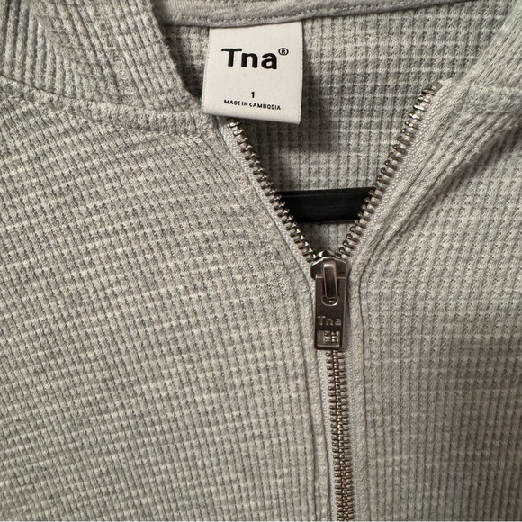 TNA Tops - Aritzia TNA Light Gray Waffle Knit sweatshirt